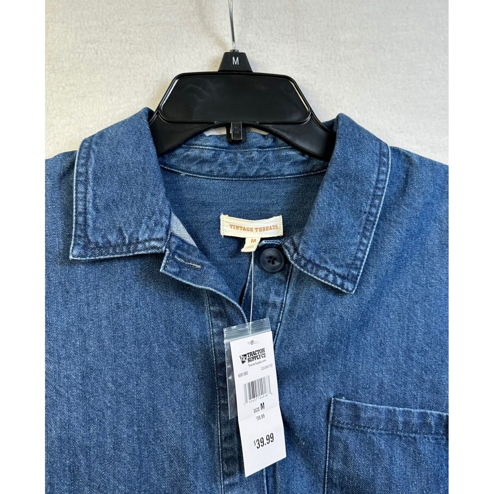 Vintage Threads Womens Denim Pullover Shirt Blue Cotton Lyocell Q2U081TSC Sz M